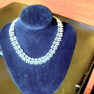 Luxurious Silver Diamond Necklace with Braided Design